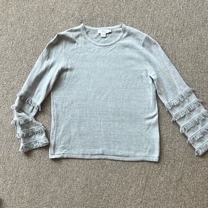 VINEYARD VINES SWEATER GRAY FRINGE SIZE MEDIUM
